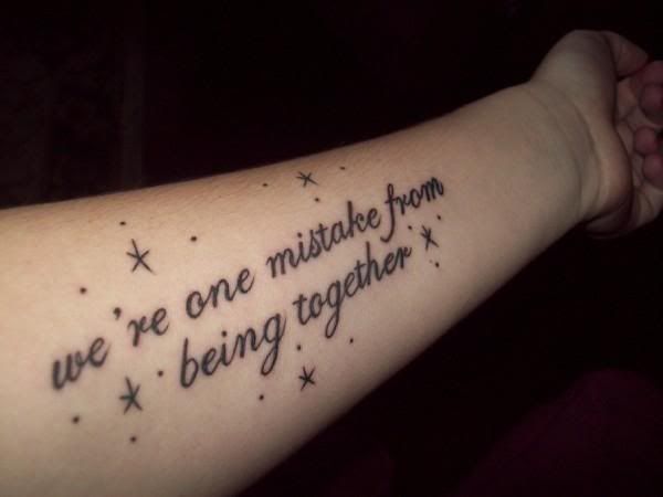Just wanted to share my new tattoo. Its my 4th. & its Metro Station lyrics.