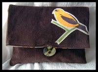 Bird in the Hand corduroy clutch purse  *Holiday Sale*