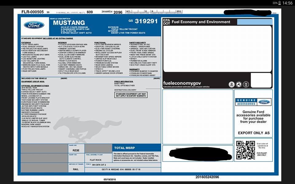 ETIS and Window Sticker Process Page 33 2015+ S550 Mustang Forum