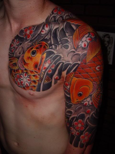  love something similar koi carp and on the other side a japanese dragon