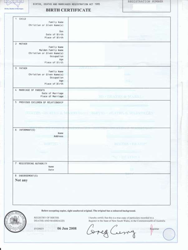 Where Is The Certificate Number On Australian Birth