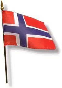Illustration of a Norwegian flag waving.