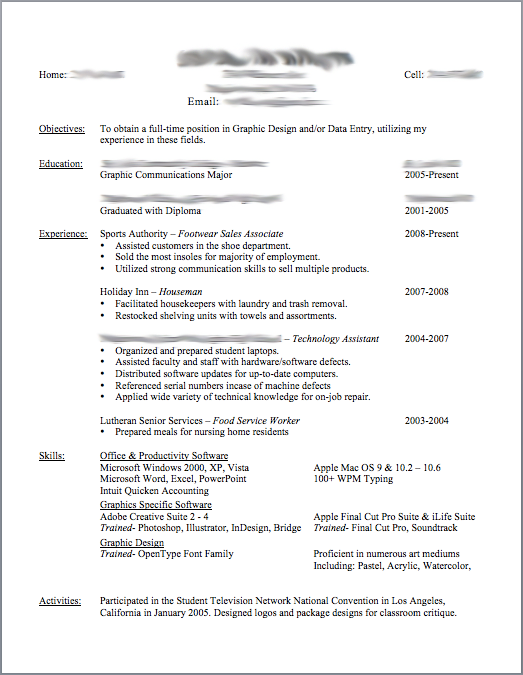 resume format  presentation skills for cv