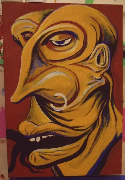 acrylic painting canvas portrait yellow,BingoRage brokenvultureart