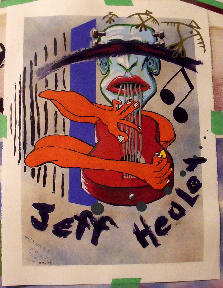 Jeff Healey. Acrylic on paper. Broken Vulture Art. BingoRage Studio.