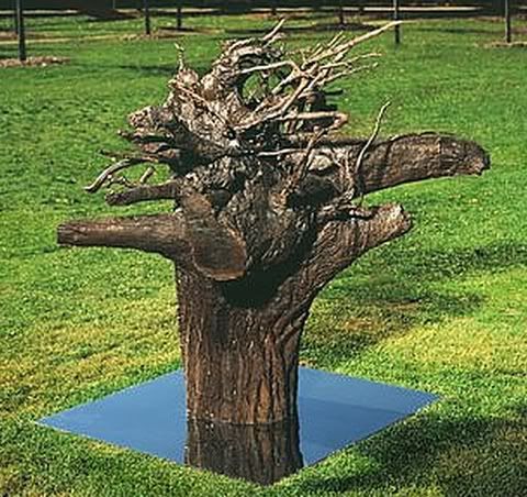 Cast-Bronze 'Stump' of a large tree; upside-down.