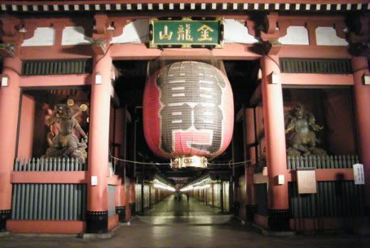 Kaminari-mon Gate opens to Nakamise St. which leads to Senso-ji