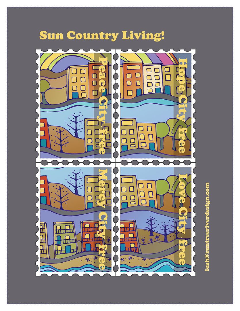 peace hope mercy love city stamps