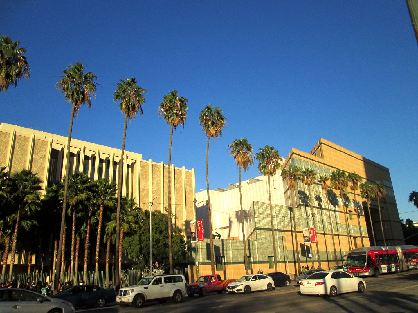 LACMA and street with westbound bus 720