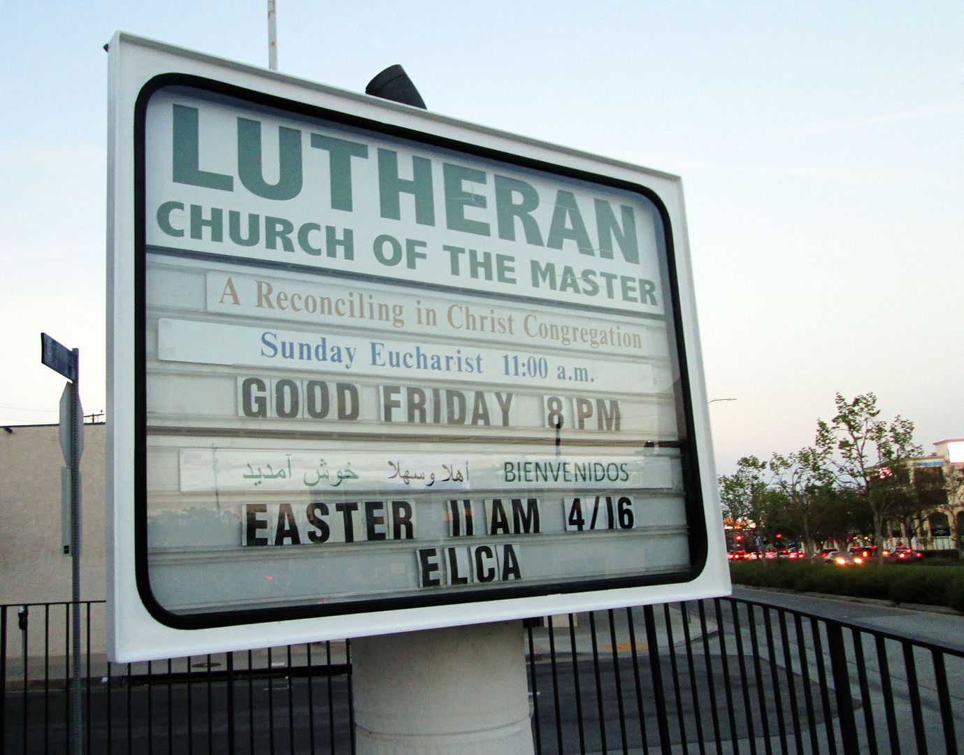 good friday LCM sign with Route 66 traffic