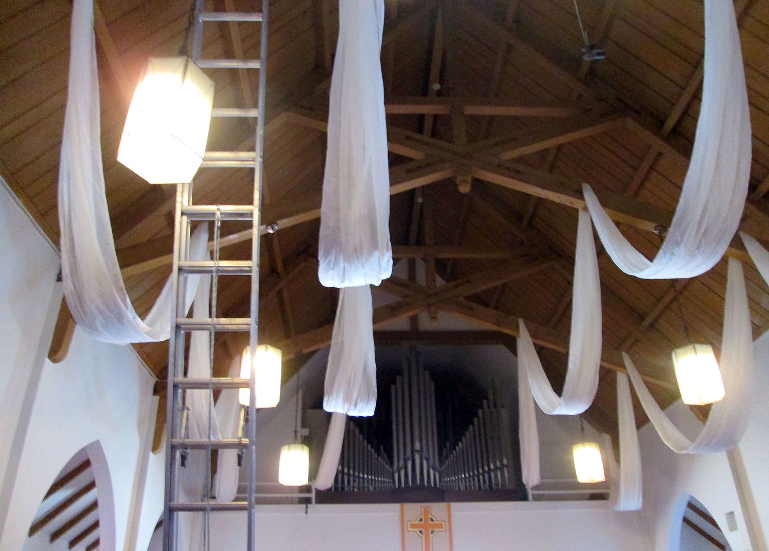 hanging white easter banners