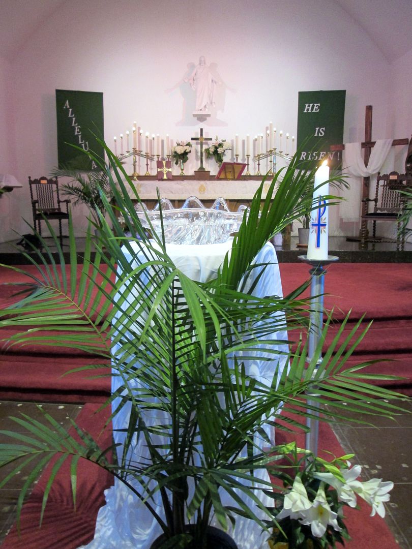 easter palm and font looking toward chancel