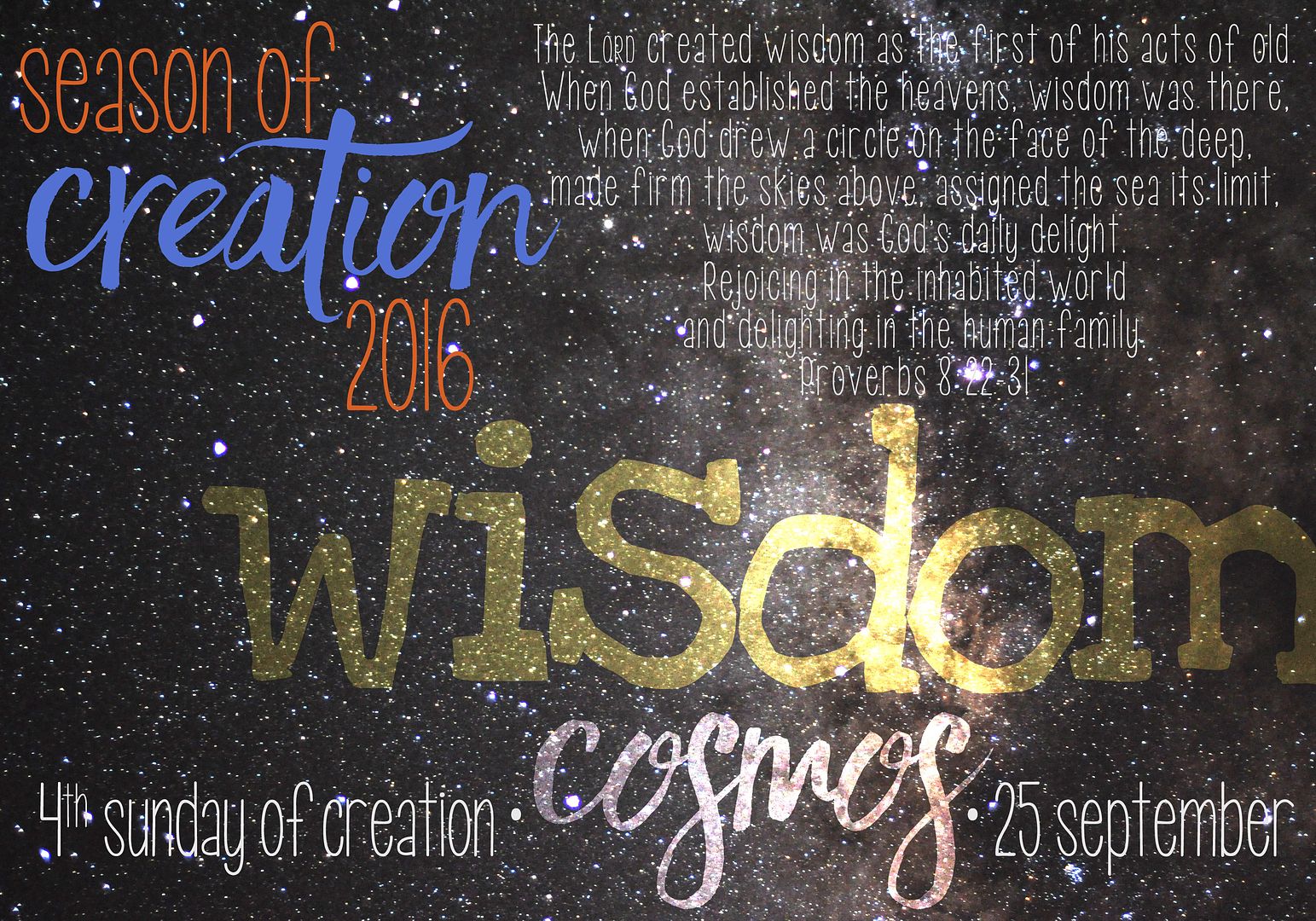 season of creation 2016, cosmos sunday