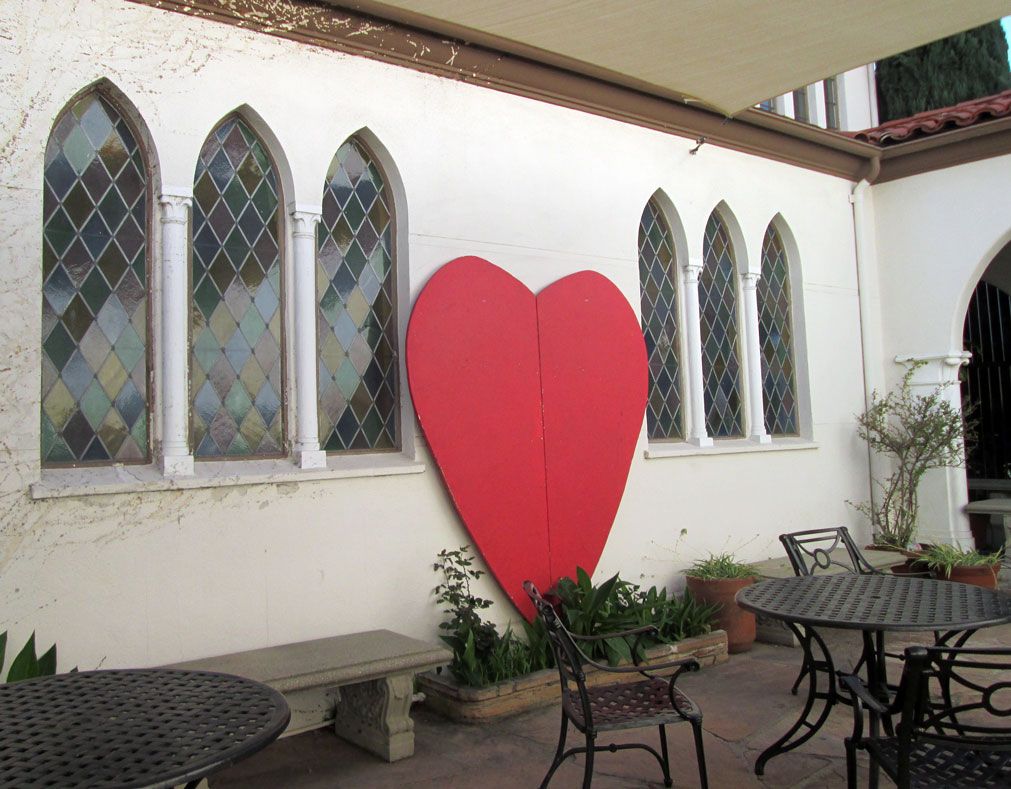 Bethel church courtyard with heart