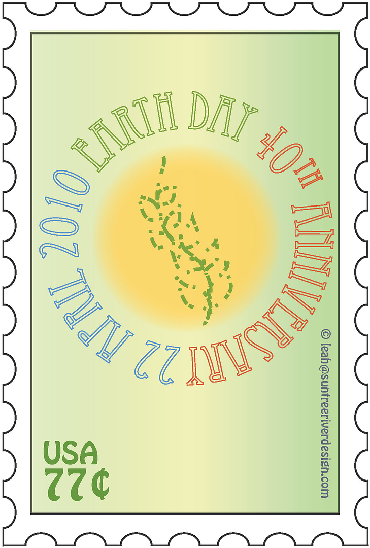 earth day stamp floral