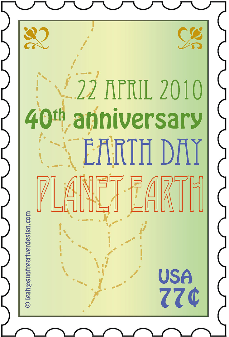 earth day stamp retro
