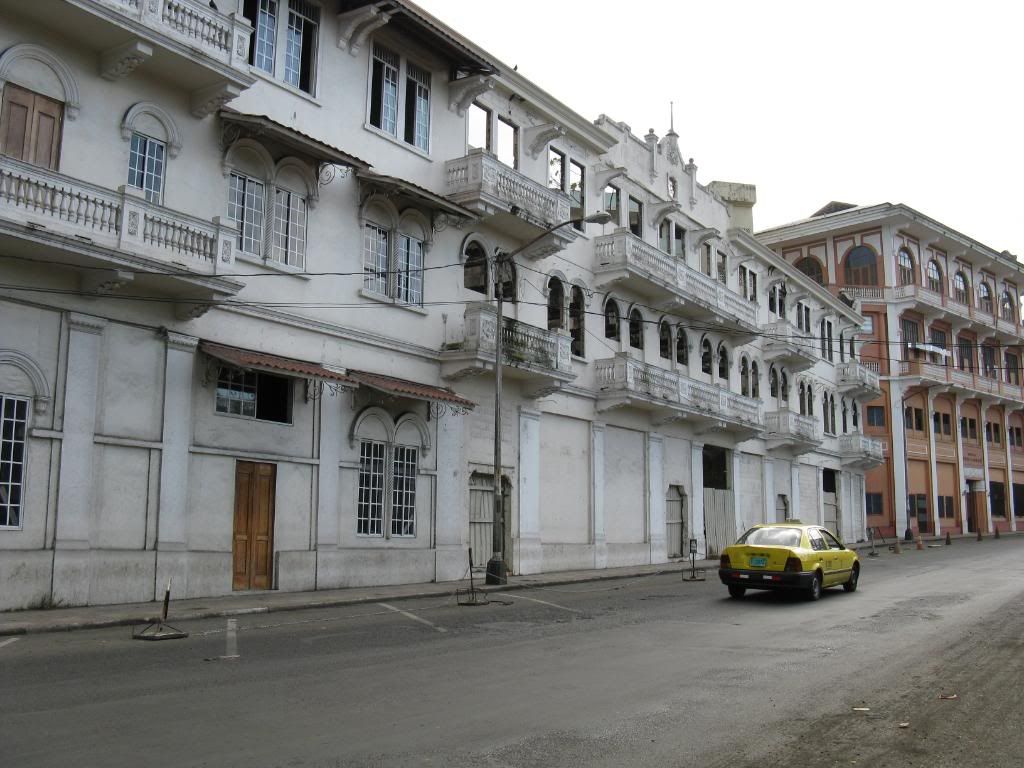 View of the building under restoration. Notice the unique architectural style.