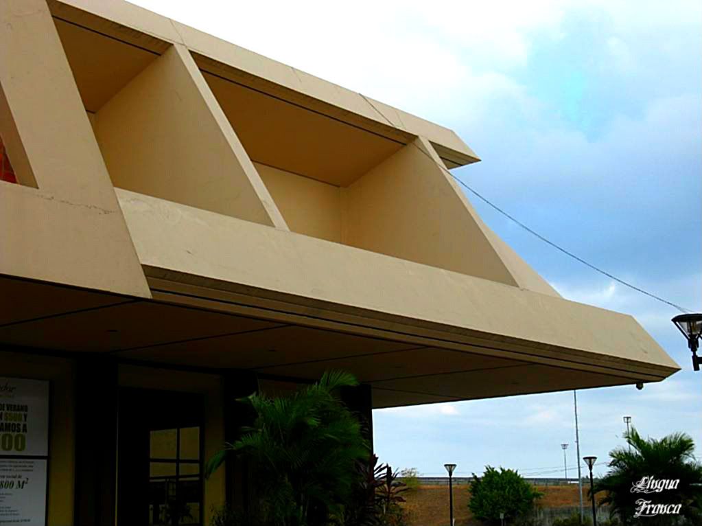 A close up of the upper body of the building where you can clearly seen the box-shaped sections of the structure. (Credit: Omar Upegui R.)