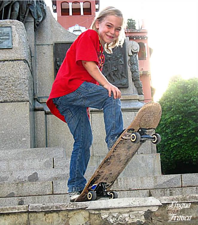 Photograph of Nicolas with the intentions of making a long distance jump with his skateboard. I think hes having fun posing for the camera. (Credit: Omar Upegui R.