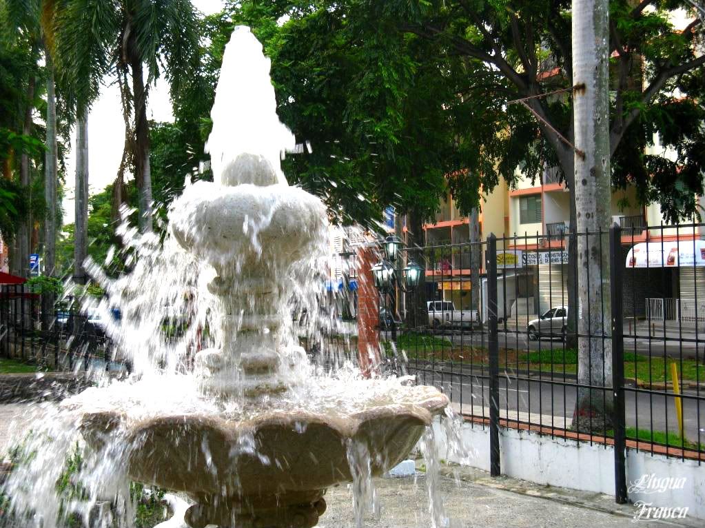 Picture of the fountain with the mesmerizing motion of water around it. (Credit: Omar Upegui R.)