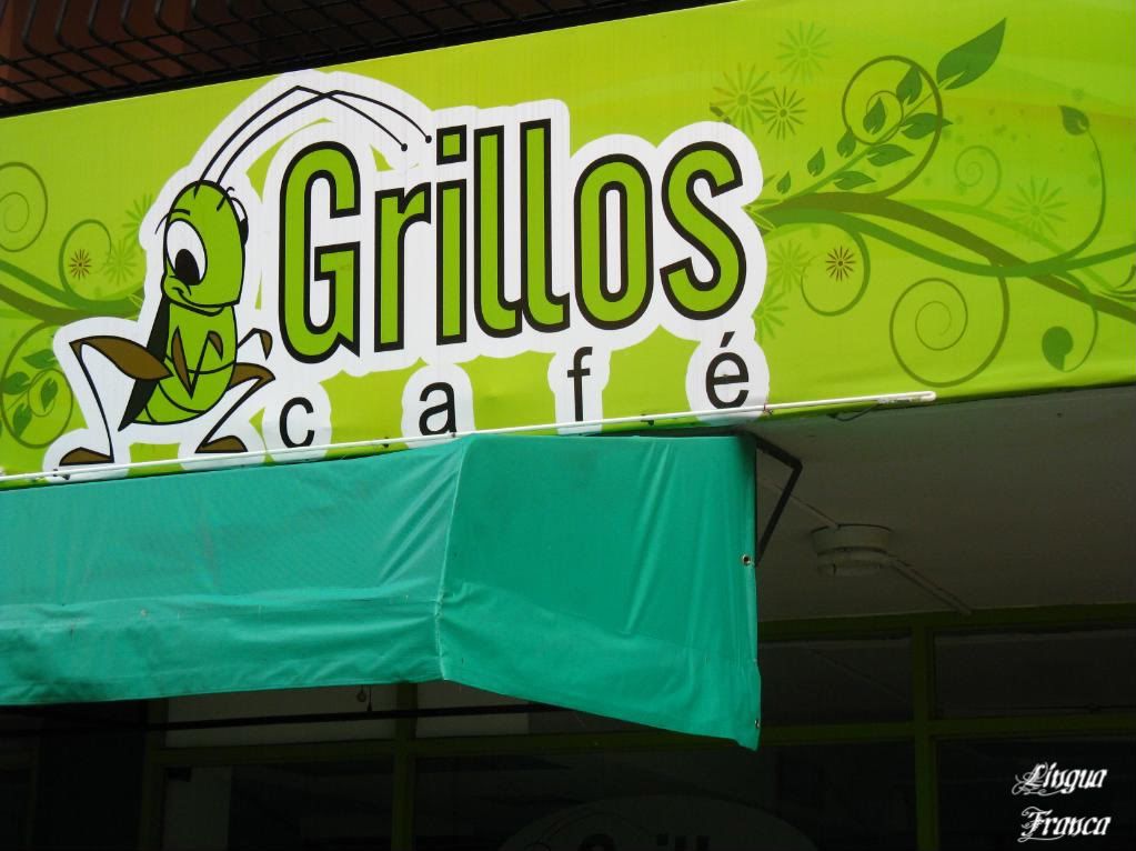 An attractive exterior sign of El Grillos Cafe located at Via Argentina in Panama City, Panama. Grillo means cricket in English. (Credit: Omar Upegui R.)