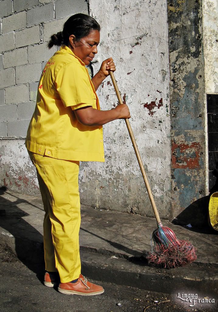 Photograph of Xenia doing her job of keeping the city clean as a whistle. (Credit: Omar Upegui R./Michael Moore)