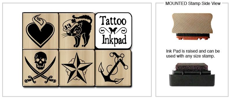 temporary tattoo ink pad. Classic Tattoo Rubber Stamp Set With Temporary Ink Pad