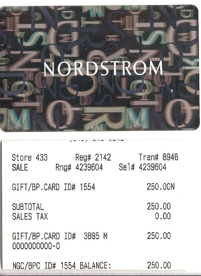 Nordstrom Gift Card w balance of 250 - supermarket - superfuture
