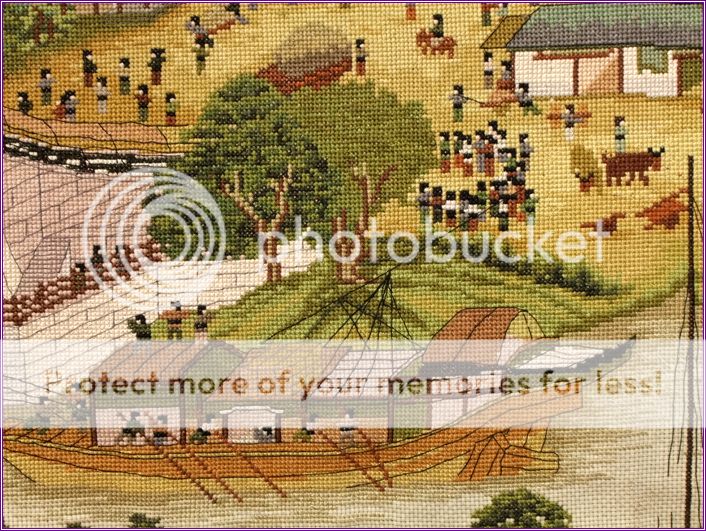 445cm 100% pure hand Cross Stitch Painting Riverside Scene at Qingming 