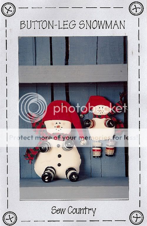 BUTTON LEG SNOWMAN 4½ Tall Stuffed Doll & Pin PATTERN  