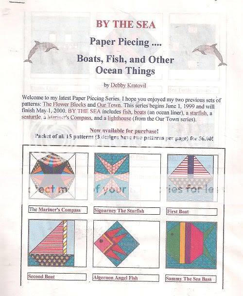 SEA THEMED PIECED QUILT PATTERN Boats Fish & Things  