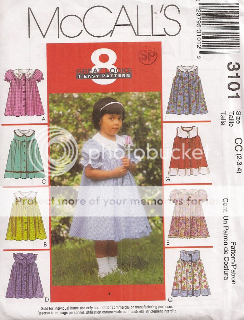 McCALLS 3101 Girls Toddlers Dress 2, 3, 4 NEW PATTERN  