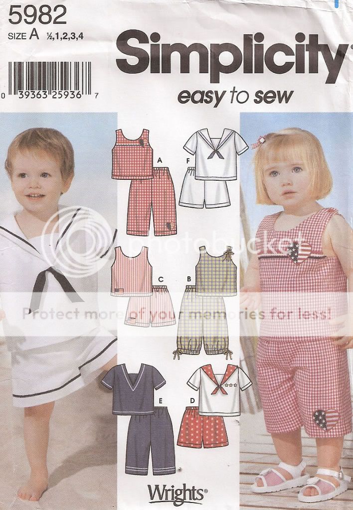 SIMPLICITY 5982 Toddlers Play Clothes ½   4 NEW PATTERN  