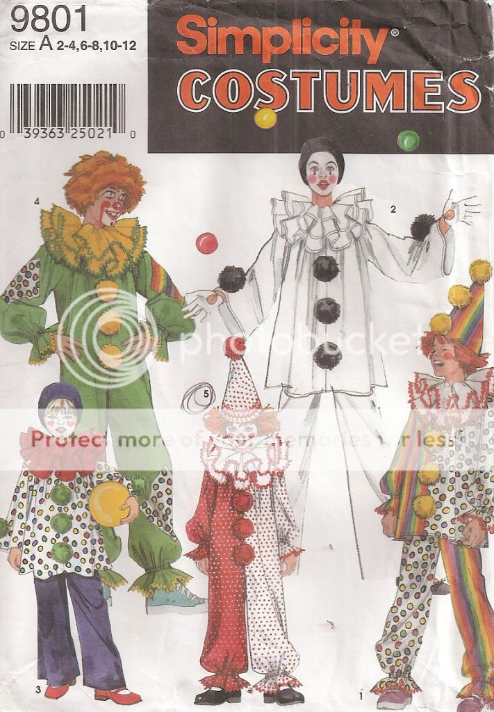 SIMPLICITY 9801 Clown Jester Costume Size 2 12 PATTERN  