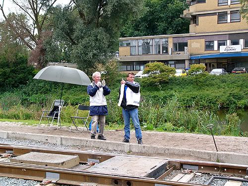 wachten op de tram