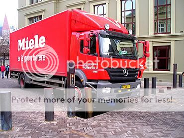 vrachtwagen vast bij poller