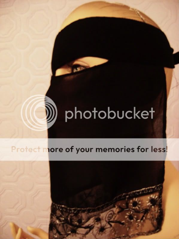 Black Sequin Frill Niqab Nikab Islamic Face Veil Muslim  