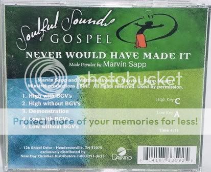 Marvin Sapp Never Would Have Made It Accompaniment CD