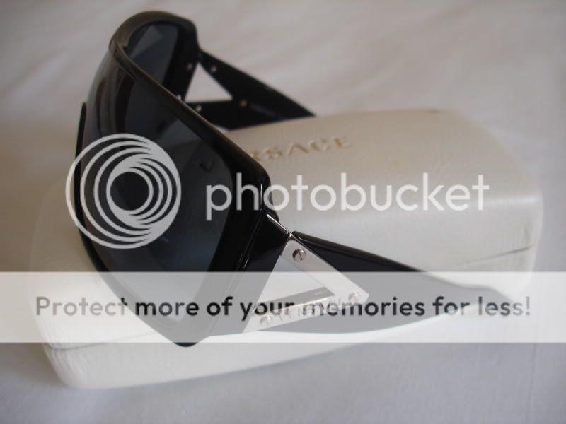 Versace Unisex Black V Logo Rectangular Sunglasses  